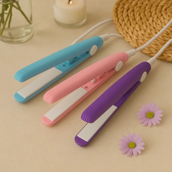 Mini Portable Ceramic Hair Straightener & Curler | Smooth, Silky, Frizz-Free Styling | Random Color