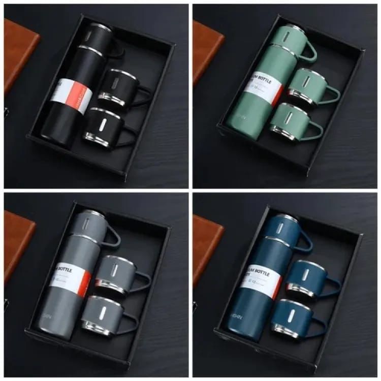 Stainless Steel Vacuum Flask Set with 2 Cups