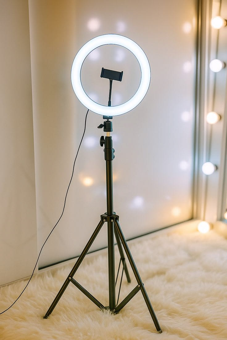 26CM LED Ring Light with Mobile Holder, 7ft Tripod Stand, 3 Light Colors, Dimmable USB Selfie Ring Light for Videography and Photography